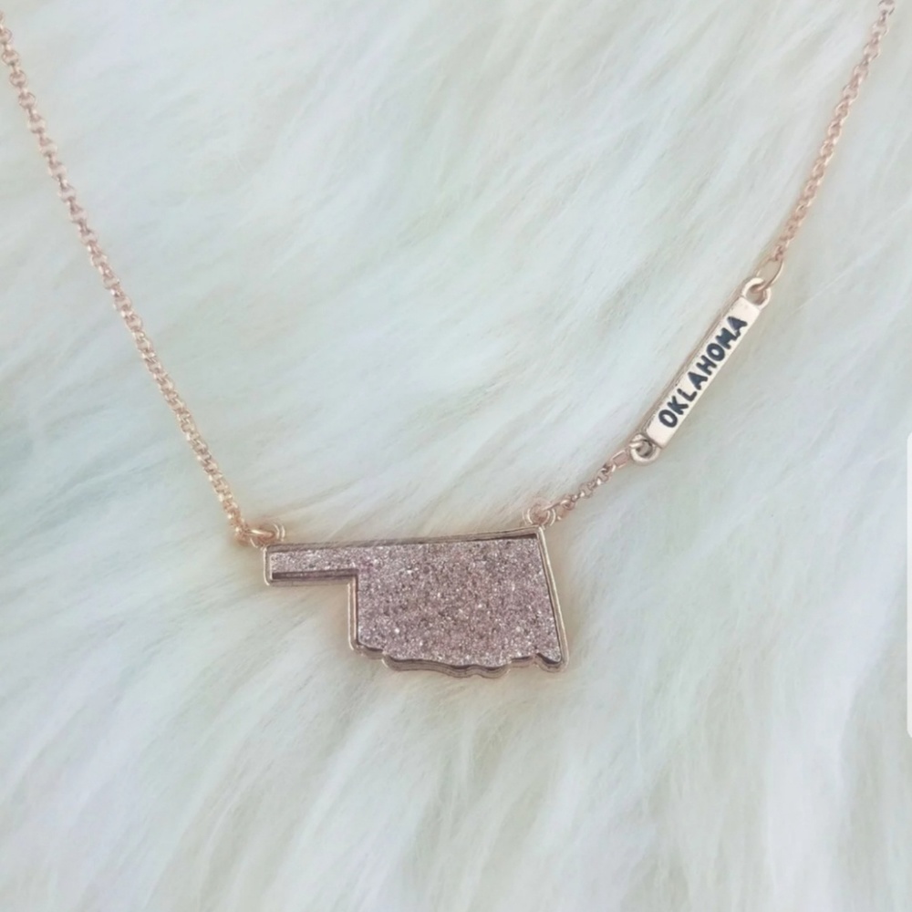 Rose gold Oklahoma druzy necklace